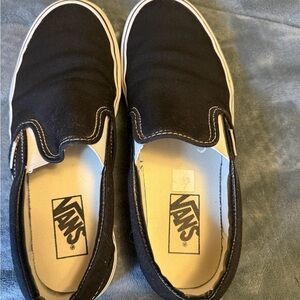 Vans Black and White Slip-On Canvas Sneakers